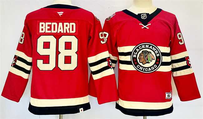 Youth Chicago Blackhawks #98 Connor Bedard Red 2024 Winter Classic Stitched Jersey->new orleans saints->NFL Jersey